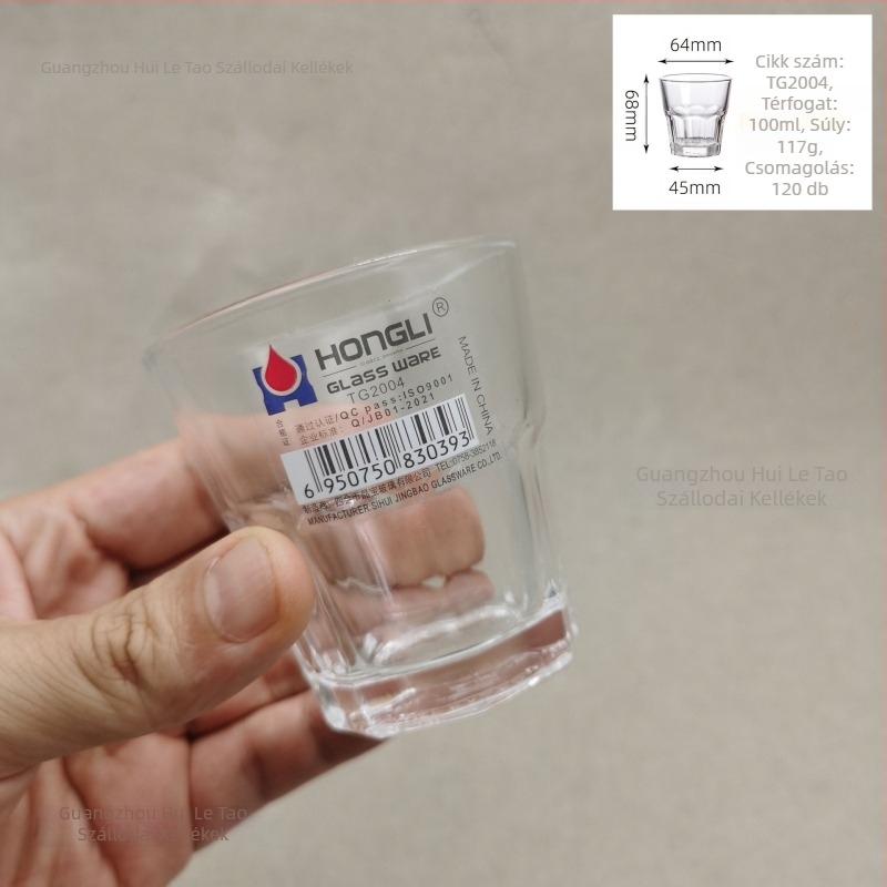 Nyolcszögletű edzett üvegpohár éttermi használatra, minimalistikus stílus, készlet 10+ darab