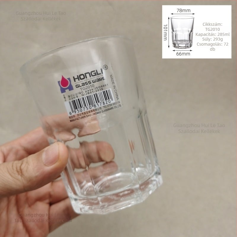 Nyolcszögletű edzett üvegpohár éttermi használatra, minimalistikus stílus, készlet 10+ darab