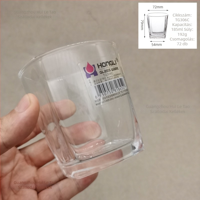 Nyolcszögletű edzett üvegpohár éttermi használatra, minimalistikus stílus, készlet 10+ darab