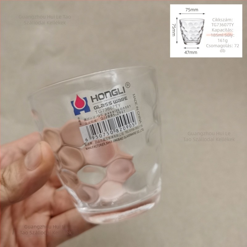 Nyolcszögletű edzett üvegpohár éttermi használatra, minimalistikus stílus, készlet 10+ darab