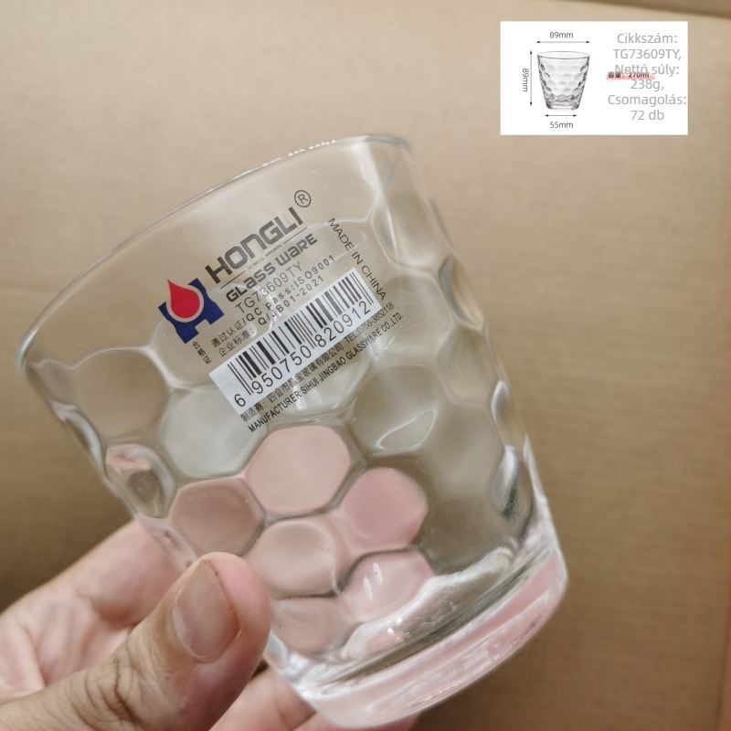 Nyolcszögletű edzett üvegpohár éttermi használatra, minimalistikus stílus, készlet 10+ darab