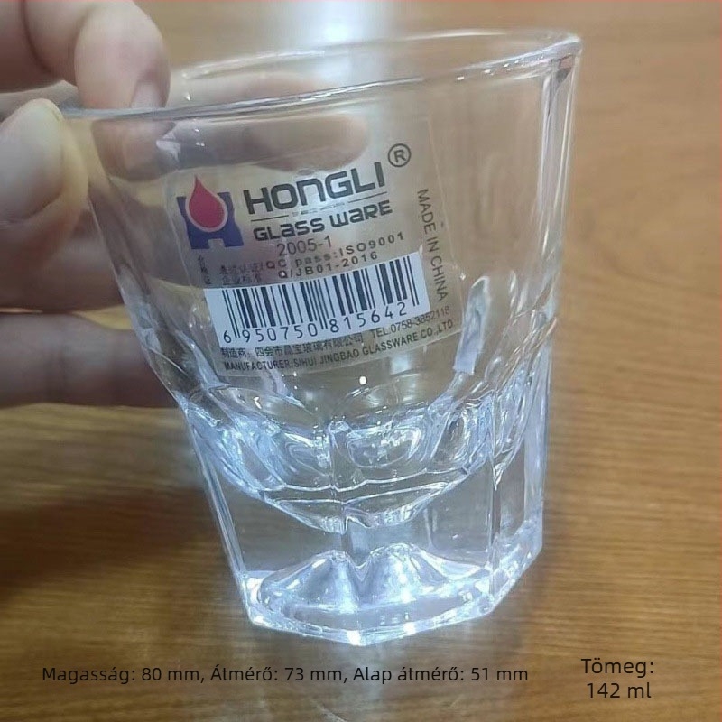 Nyolcszögletű edzett üvegpohár éttermi használatra, minimalistikus stílus, készlet 10+ darab