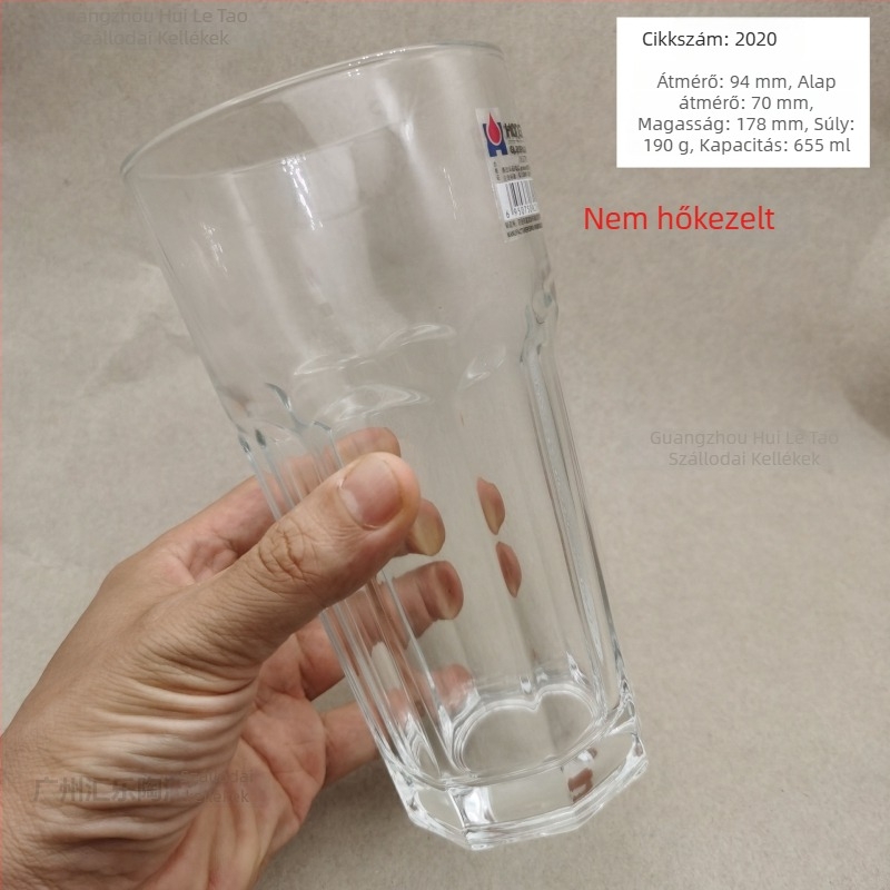 Nyolcszögletű edzett üvegpohár éttermi használatra, minimalistikus stílus, készlet 10+ darab