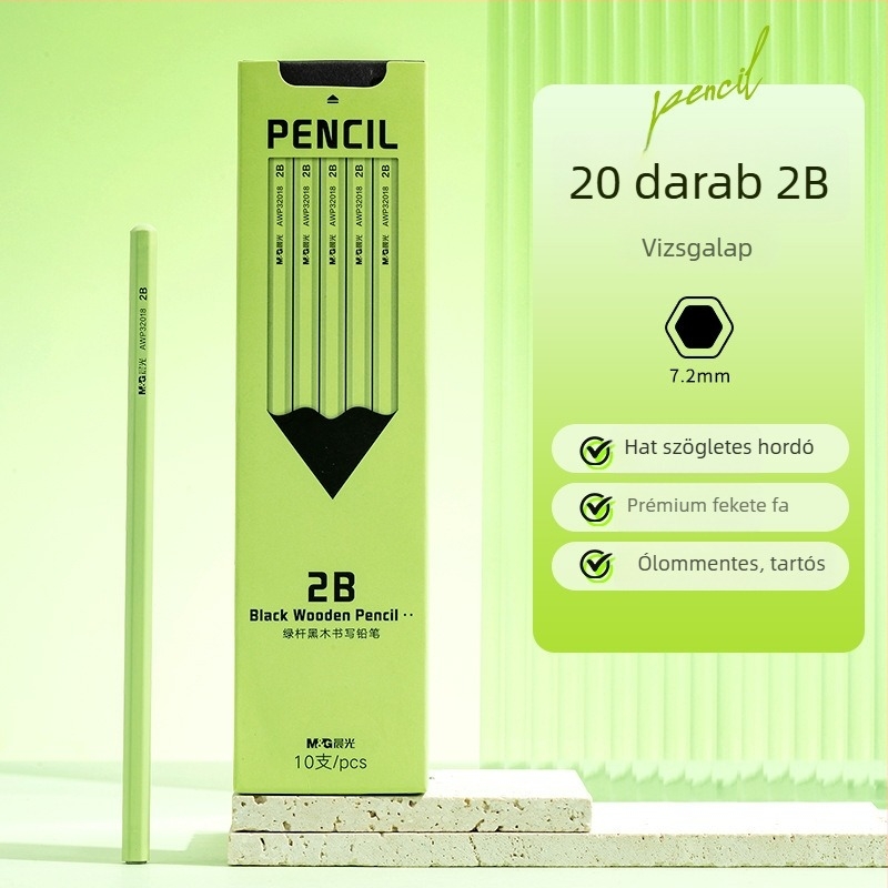 Műanyag burkolatú ceruza, hazai márka, HB/2B fokozat, általános iskola és óvoda számára