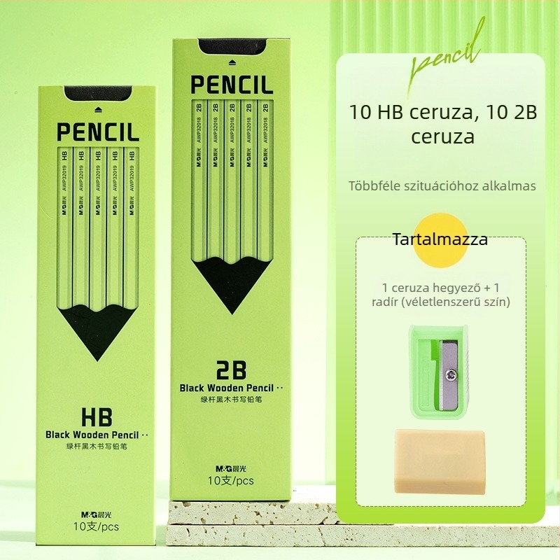 Műanyag burkolatú ceruza, hazai márka, HB/2B fokozat, általános iskola és óvoda számára