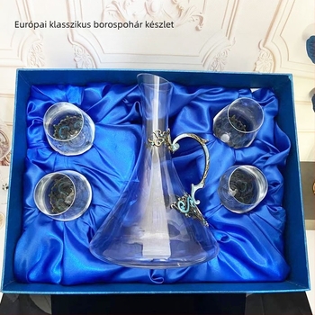 Európai stílusú borospohár zománc motívummal, ólommentes kristály, virágos mintázat, könnyű lux stílus, testreszabás elérhető