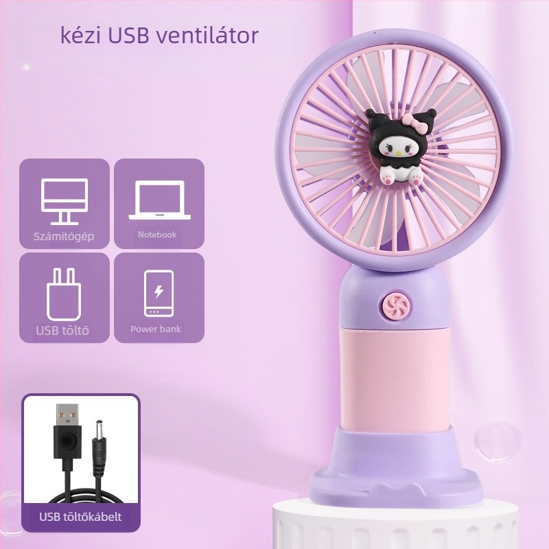 USB-töltésű kézi mini asztali ventilátor – műanyagból, csendes, egyszerű és divatos, irodai használatra