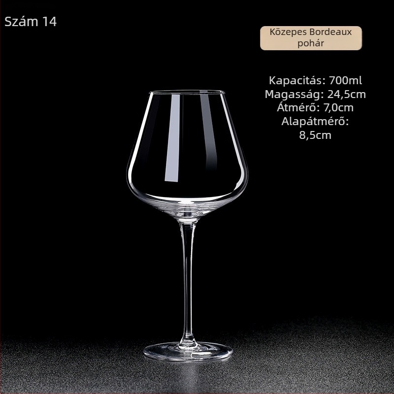 Kristály pohár vörösborhoz, kézzel készített, kapacitás 601–700 ml, modern letisztult stílus, logó testreszabás