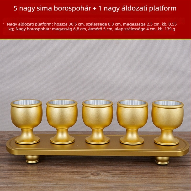Rézötvözetből készült borospohár készlet, 5 darab, modern minimalist stílus, kapacitás 1–100 ml
