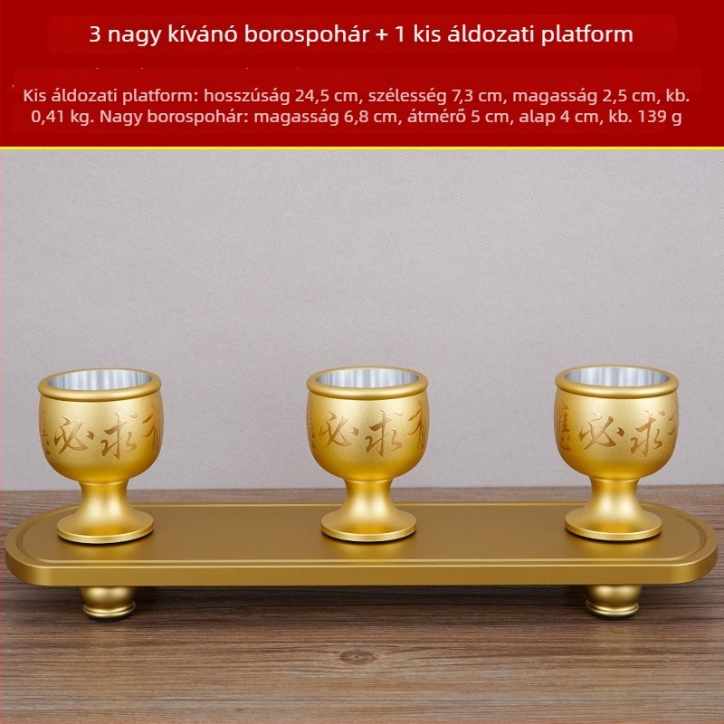 Rézötvözetből készült borospohár készlet, 5 darab, modern minimalist stílus, kapacitás 1–100 ml