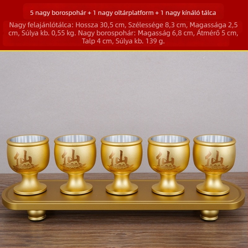 Rézötvözetből készült borospohár készlet, 5 darab, modern minimalist stílus, kapacitás 1–100 ml