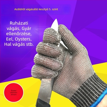 316L rozsdamentes acélhálóval szőtt vágásvédő kesztyűk, vágásvédelmi szint 5, kopásállóság 5, használat: vágás, állatfeldolgozás, fémipari feldolgozás