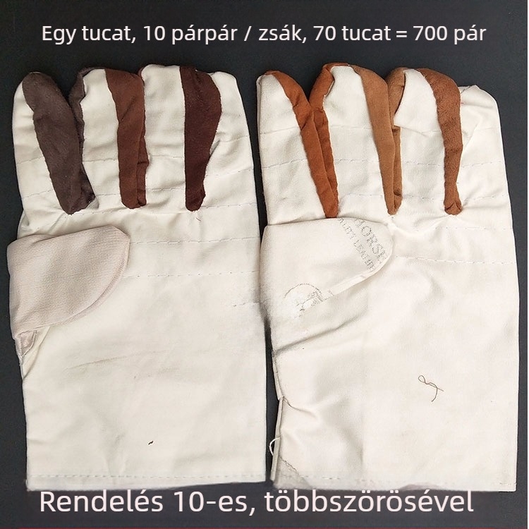 Vastag vászon hegesztőkesztyűk – gáz- és ívhegesztéshez; anyag: vászon; tömeg kb. 107 g