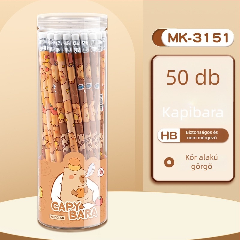 Mengyi Fa hengeralakú ceruzák és skicc tollak készlet, HB, 50 db + 12 db dobozban