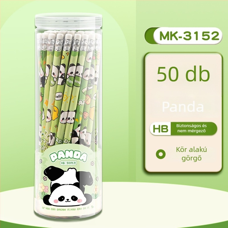 Mengyi Fa hengeralakú ceruzák és skicc tollak készlet, HB, 50 db + 12 db dobozban