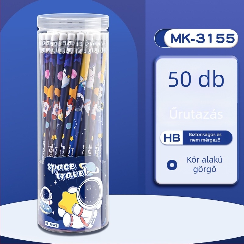 Mengyi Fa hengeralakú ceruzák és skicc tollak készlet, HB, 50 db + 12 db dobozban