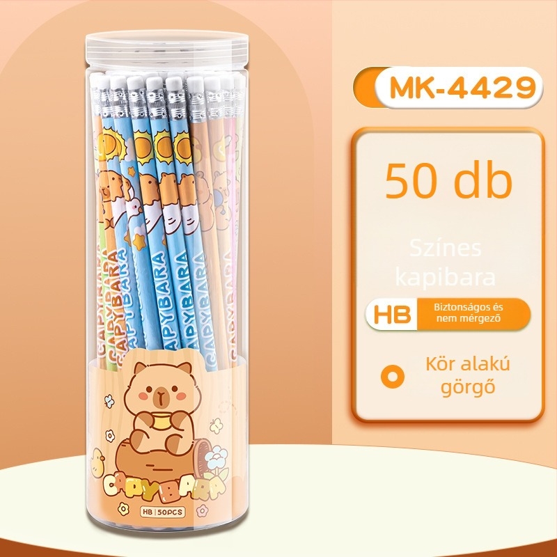 Mengyi Fa hengeralakú ceruzák és skicc tollak készlet, HB, 50 db + 12 db dobozban