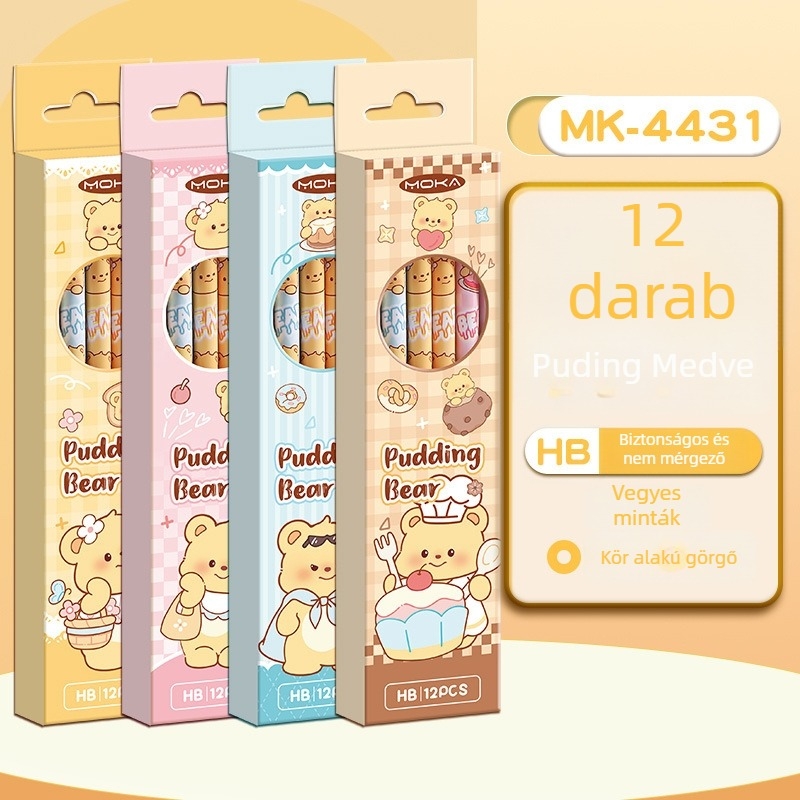 Mengyi Fa hengeralakú ceruzák és skicc tollak készlet, HB, 50 db + 12 db dobozban