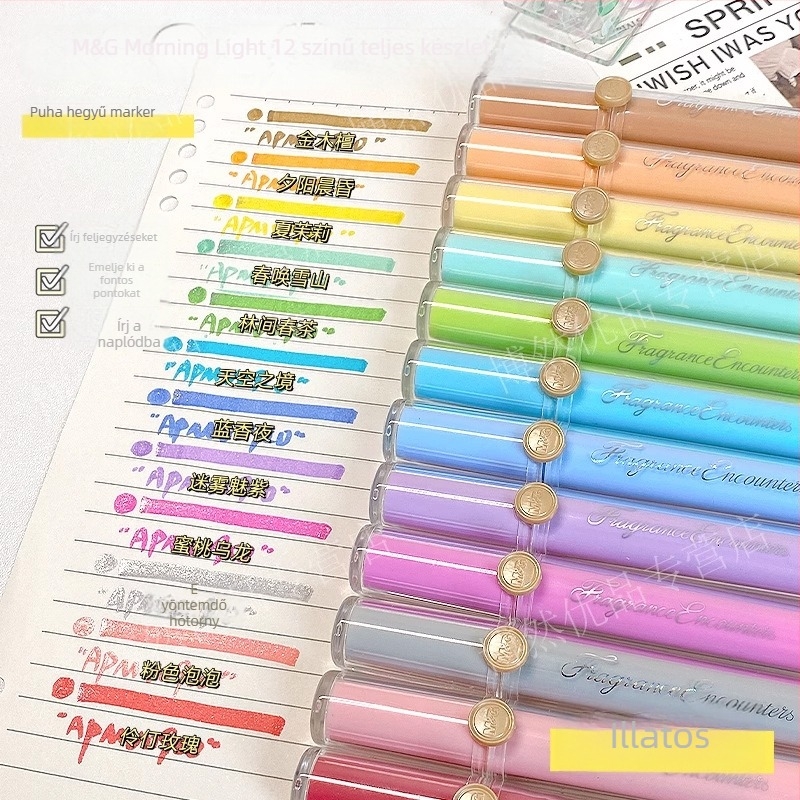 Illatos marker puha heggyel, modell Apmv09c0, műanyag test, nem törölhető