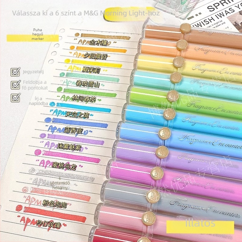 Illatos marker puha heggyel, modell Apmv09c0, műanyag test, nem törölhető