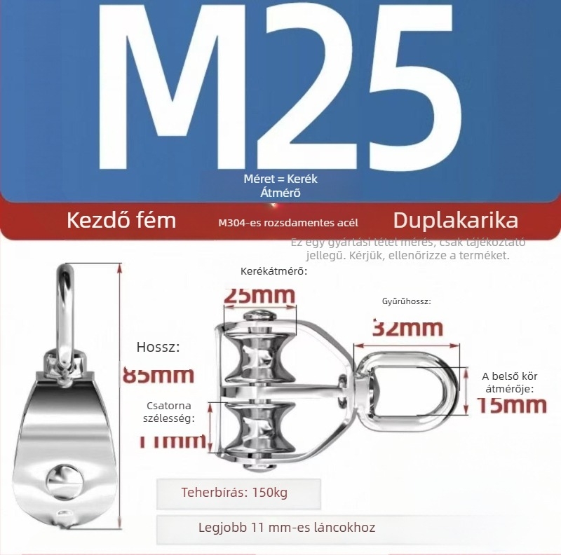 Start 304 rozsdamentes acélból készült tengeri használatra emelő görgő, egy- és kettős kivitel