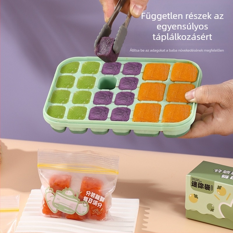 Szilikon Ice Grid tál bébiételekhez – könnyen kiemelhető forma, porciózott tárolás
