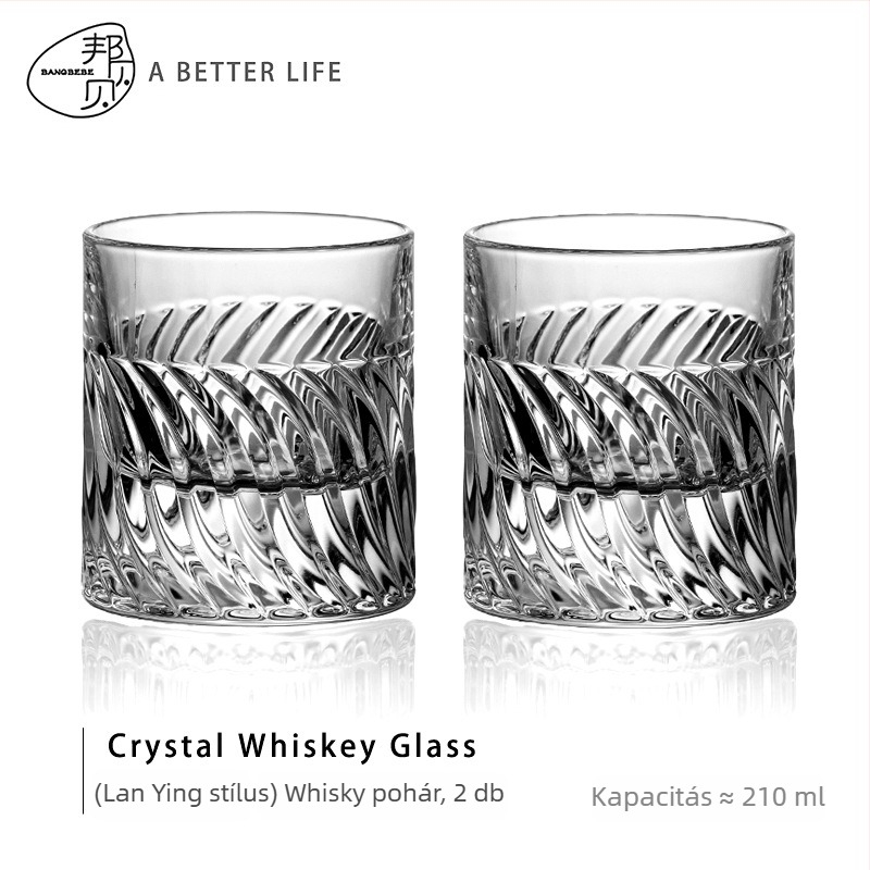 Whiskey pohár készlet – átlátszó üveg, kapacitás 101–200 ml, 2 db, papírdoboz