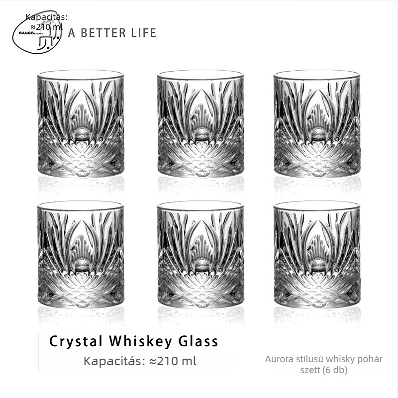 Whiskey pohár készlet – átlátszó üveg, kapacitás 101–200 ml, 2 db, papírdoboz
