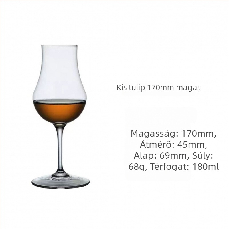 Kristályból készült boros pohár, tulipán alakú dizájn, 101–200 ml űrtartalom, modern egyszerű stílus, logó nyomtatás lehetséges, papírdobozos csomagolás