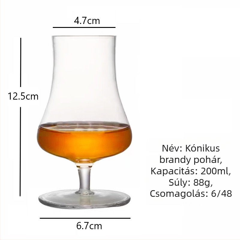 Kristályból készült boros pohár, tulipán alakú dizájn, 101–200 ml űrtartalom, modern egyszerű stílus, logó nyomtatás lehetséges, papírdobozos csomagolás