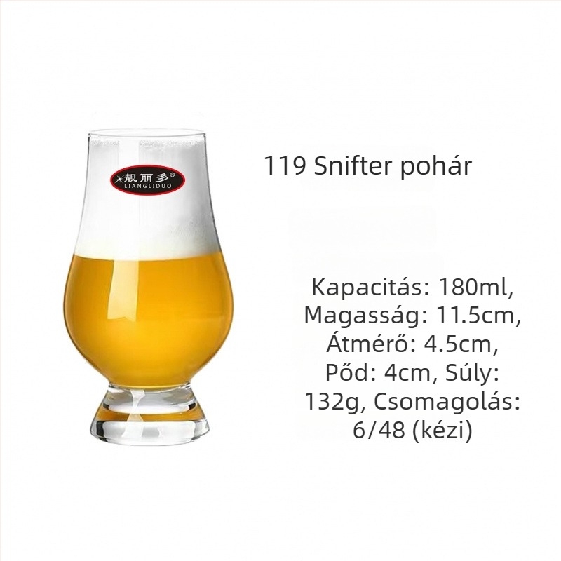 Kristályból készült boros pohár, tulipán alakú dizájn, 101–200 ml űrtartalom, modern egyszerű stílus, logó nyomtatás lehetséges, papírdobozos csomagolás