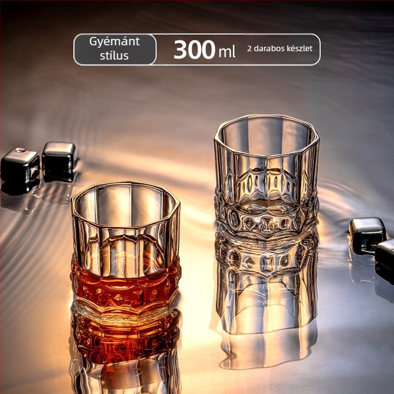 Whiskey pohár készlet – modern egyszerű stílus, kapacitás 301–400 ml, 6–10 darab, anyag: közönséges üveg, csomagolás: dobozos