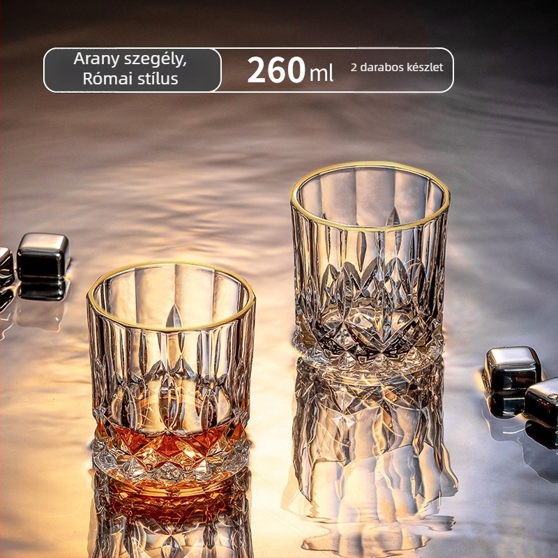 Whiskey pohár készlet – modern egyszerű stílus, kapacitás 301–400 ml, 6–10 darab, anyag: közönséges üveg, csomagolás: dobozos