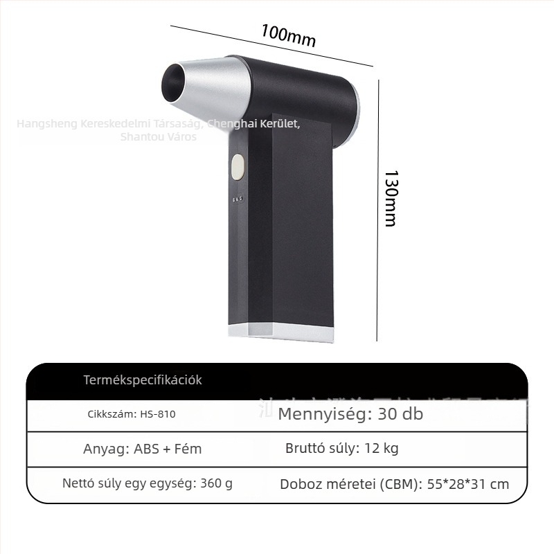 Kézi kültéri ventilátor brushless motorral, USB-ról tölthető beépített akkumulátor 2000–4000 mAh, 4 sebesség