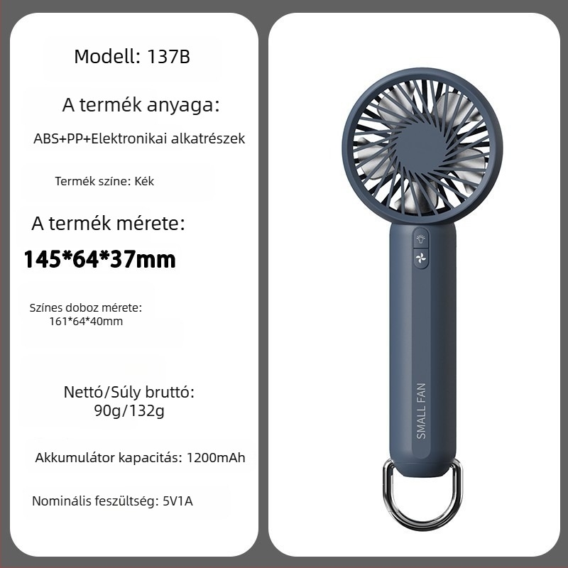 Kézben tartható ventilátor brushless motorral, ABS tokozással, 5 lapáttal, beépített 2000-4000mAh akkumulátor, 5 sebességfokozat, USB töltés és vezeték nélküli töltés