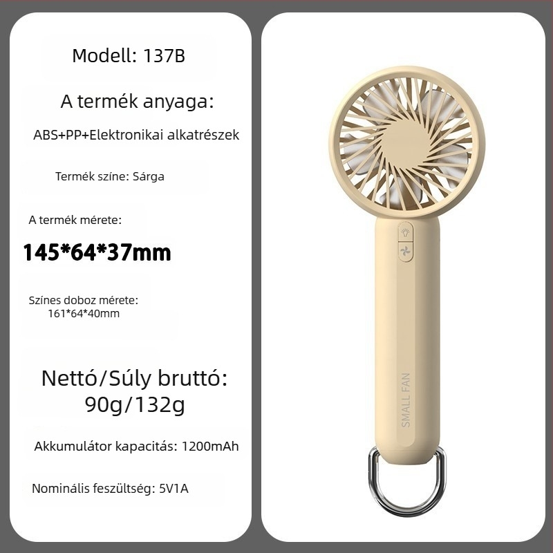 Kézben tartható ventilátor brushless motorral, ABS tokozással, 5 lapáttal, beépített 2000-4000mAh akkumulátor, 5 sebességfokozat, USB töltés és vezeték nélküli töltés