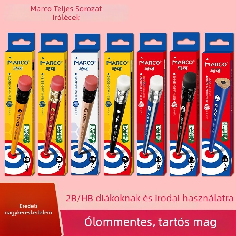 Marco fa ceruza 2BHB radírral, csomagolás: 12 db/doboz, 240 doboz kartononként