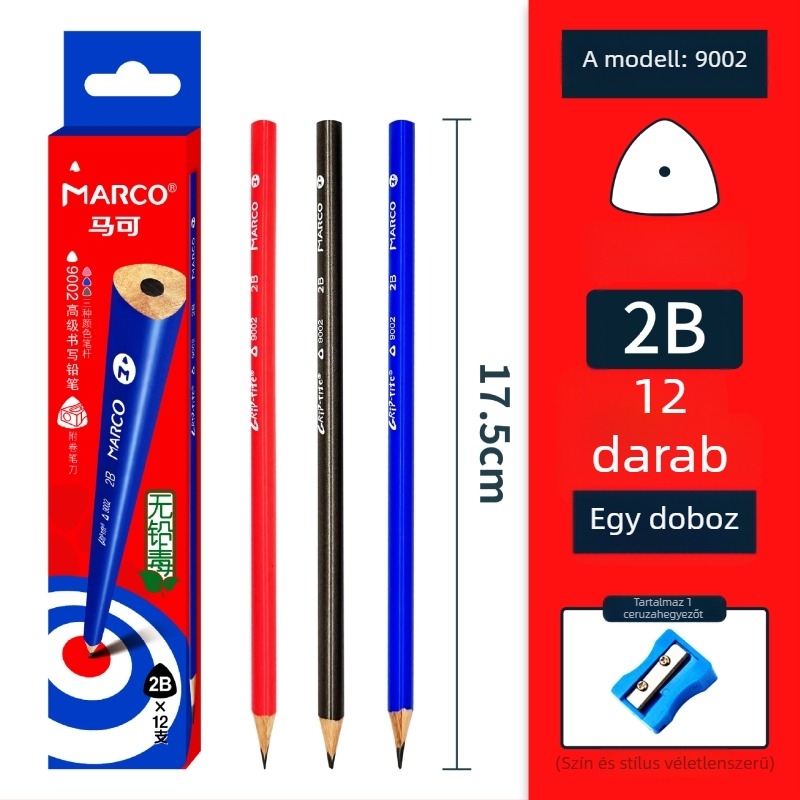 Marco fa ceruza 2BHB radírral, csomagolás: 12 db/doboz, 240 doboz kartononként