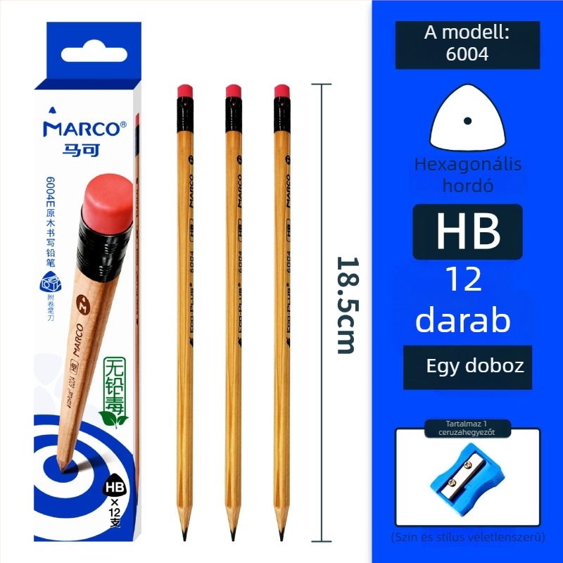 Marco fa ceruza 2BHB radírral, csomagolás: 12 db/doboz, 240 doboz kartononként