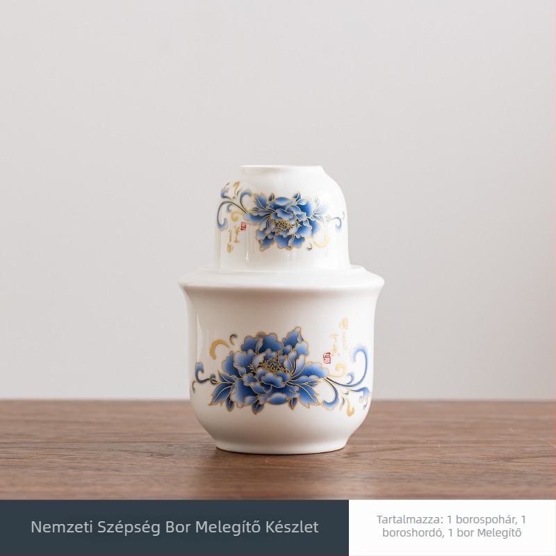 Kerámia bormelegítő fedővel, letisztult modern stílus, súly 0,1 kg