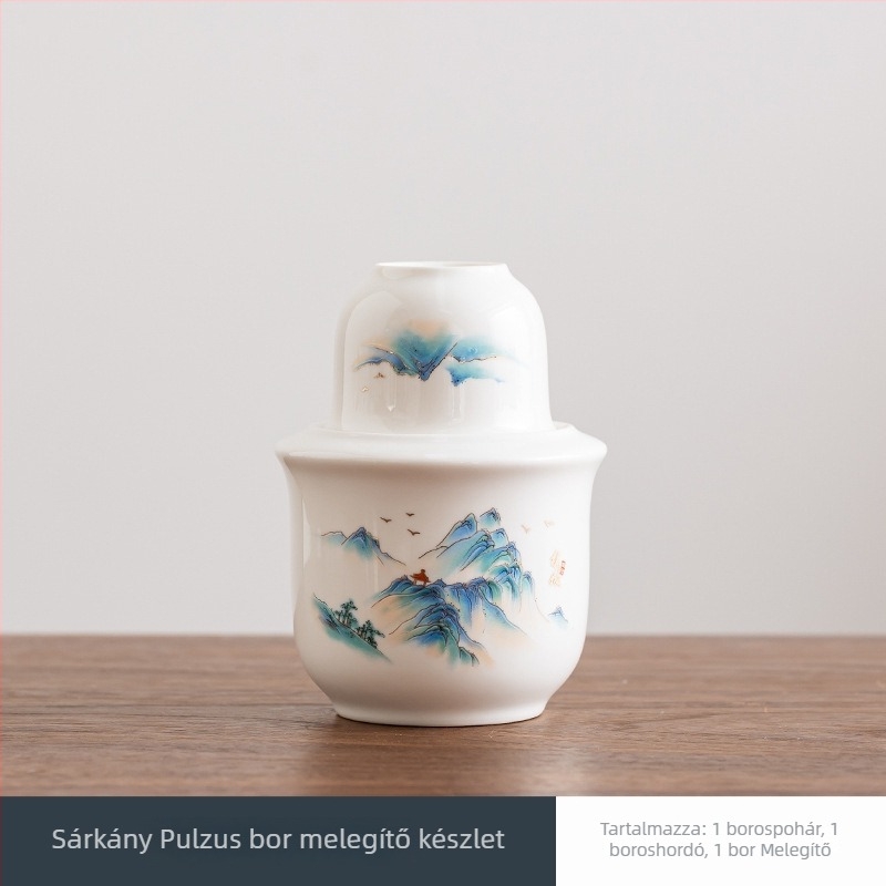 Kerámia bormelegítő fedővel, letisztult modern stílus, súly 0,1 kg