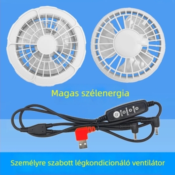 USB táplálású deréktáji ventilátor, 4 fokozat, kefés motor, digitális kijelző