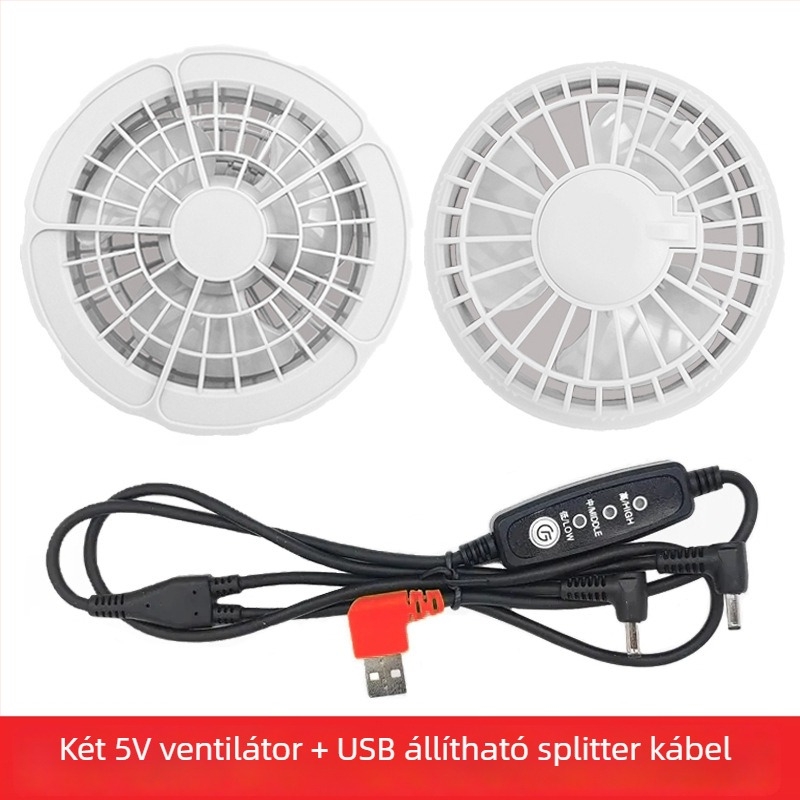 USB táplálású deréktáji ventilátor, 4 fokozat, kefés motor, digitális kijelző