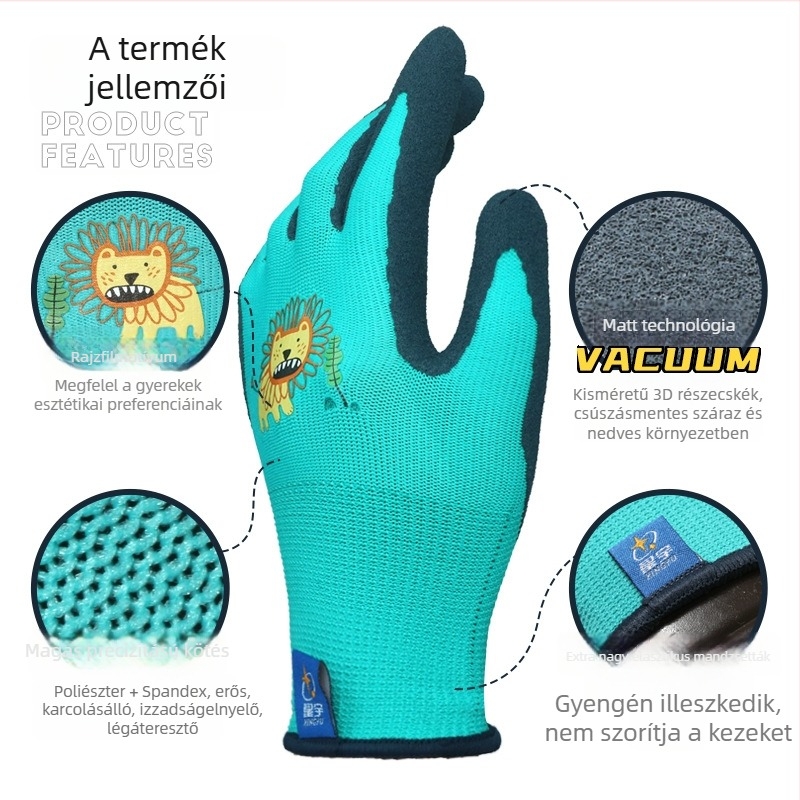 Xingyu gyerekeknek szánt kesztyűk kertészkedéshez és munkához – munkavédelmi védelem, csúszásmentes, szúrásálló, 22–25 g páronként