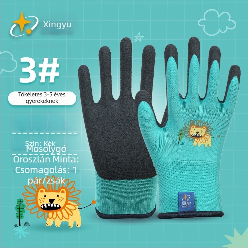 Xingyu gyerekeknek szánt kesztyűk kertészkedéshez és munkához – munkavédelmi védelem, csúszásmentes, szúrásálló, 22–25 g páronként