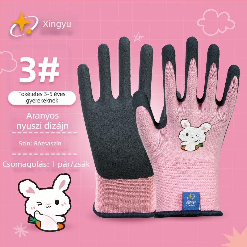 Xingyu gyerekeknek szánt kesztyűk kertészkedéshez és munkához – munkavédelmi védelem, csúszásmentes, szúrásálló, 22–25 g páronként