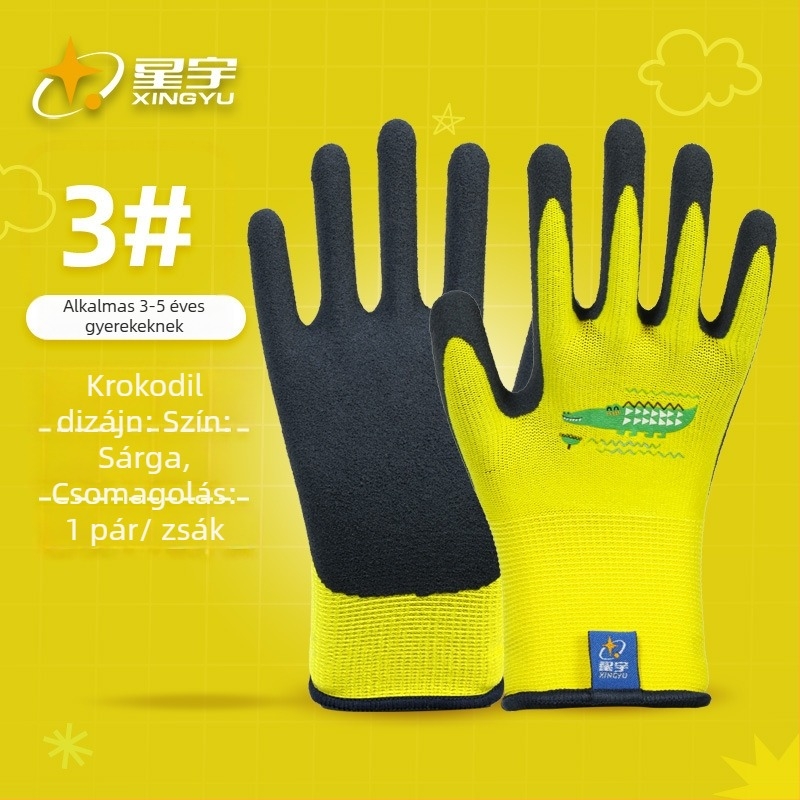 Xingyu gyerekeknek szánt kesztyűk kertészkedéshez és munkához – munkavédelmi védelem, csúszásmentes, szúrásálló, 22–25 g páronként
