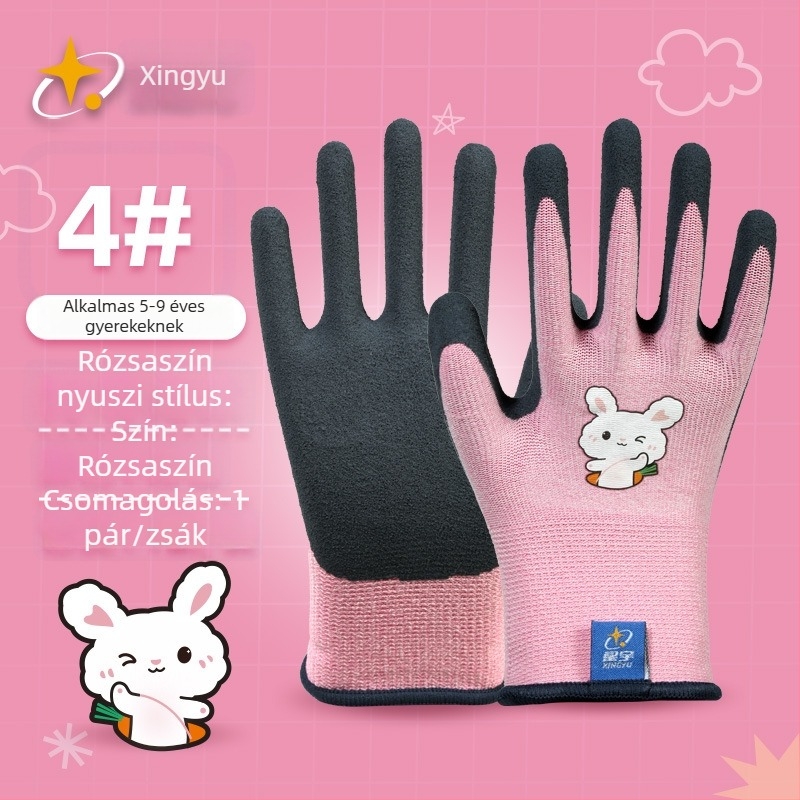 Xingyu gyerekeknek szánt kesztyűk kertészkedéshez és munkához – munkavédelmi védelem, csúszásmentes, szúrásálló, 22–25 g páronként