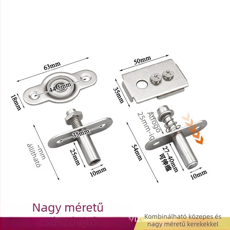 Egyetemes függő görgő fa ajtókhoz – erős sínrendszer többpaneles tolóajtókhoz, rozsdamentes acél, teherbírás 180 kg-ig, márka Ecrew Yigu