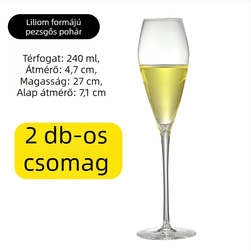 Kristály pohár pezsgő készlet, egyszerű stílus, kapacitás 1000 ml vagy több, 1 darab